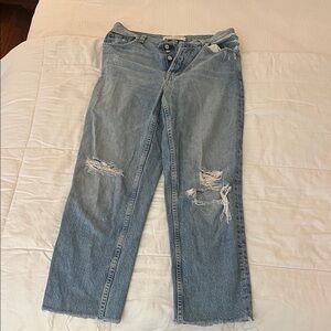 Casual Light Blue Distressed Boyfriend Jeans